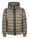 C.p. Company Lightweight Padded Jacket With Adjustable Hood In Green