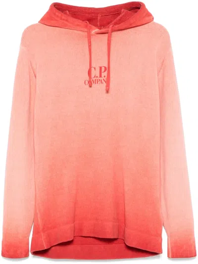 C.p. Company Chenille Cotton Hoodie In Orange