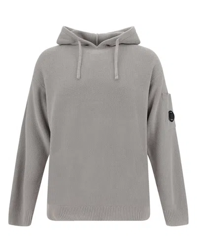 C.p. Company Chenille Hoodie In Grey