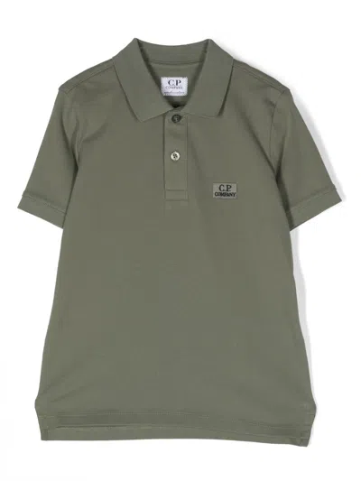 C.p. Company Kids' Chest Logo-patch Polo Shirt In Green