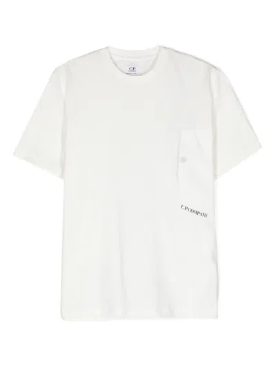 C.p. Company Kids' Chest-pocket Cotton T-shirt In White