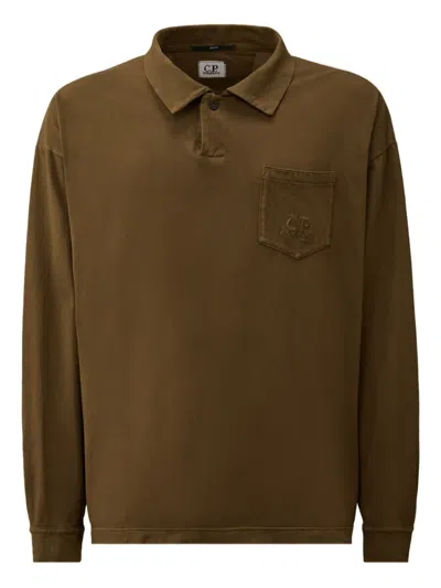C.p. Company Chest-pocket Polo Shirt In Brown
