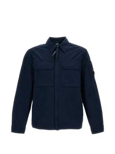 C.p. Company Men Zip Shirt Jacket In Blue