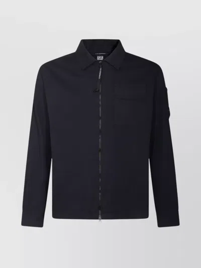 C.p. Company Chest Pocket Structured Collar Long Sleeves In Black