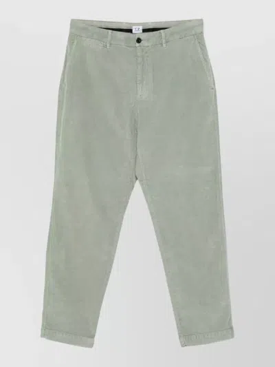C.p. Company Chino Trousers Velvet Texture Belt Loops In Green