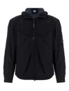 C.p. Company Adjustable Hooded Nylon Jacket In Black