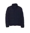 C.p. Company Blue Down Jacket With Fixed Hood And Logo Plaque On The Sleeve In Tech Fabric Man In Blue