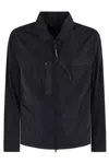 C.p. Company C.p.company Chrome-r Full Zip Logo Overshirt In Blue