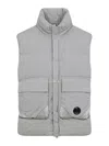 C.p. Company Padded Grey Vest With High Stand Collar And Snap-button Placket In Gray