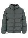 C.p. Company Grey Down Jacket With Fixed Hood With Googles Detail In Gray
