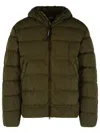 C.p. Company Quilted Green Polyamide Down Jacket With Integrated Sunglasses In Green