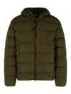 C.p. Company Quilted Green Polyamide Down Jacket With Integrated Sunglasses In Green