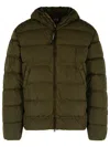 C.p. Company Quilted Green Polyamide Down Jacket With Integrated Sunglasses In Green