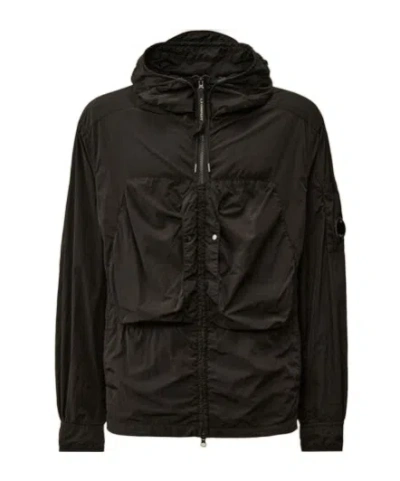 C.p. Company Chrome-r Hooded Coat In Black