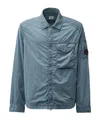C.p. Company C.p.company Men Flatt Nylon Jacket With Logo Iconic Detail In Blue