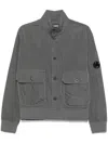 C.p. Company High Collar Nylon Jacket With Arm Patch In Green