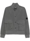 C.p. Company High Collar Nylon Jacket With Arm Patch In Green