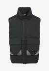 C.p. Company Black Vest With Mock Drawstring Neck And Logo Plaque On The Front In Gray