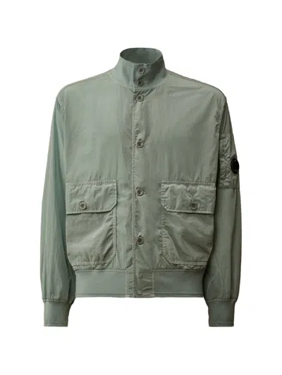 C.p. Company Chrome-r Buttoned Bomber Jacket In Blue