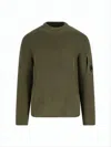 C.p. Company Chunky Ribbed Knit Sweater With Distinctive Patch Pocket In Green