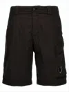 C.p. Company Tailored Cargo Shorts With Distinctive Pocket Details In Black