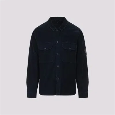 C.P. COMPANY CLASSIC BLACK SHIRT-STYLE JACKET WITH STRUCTURED COLLAR AND FLAP POCKETS