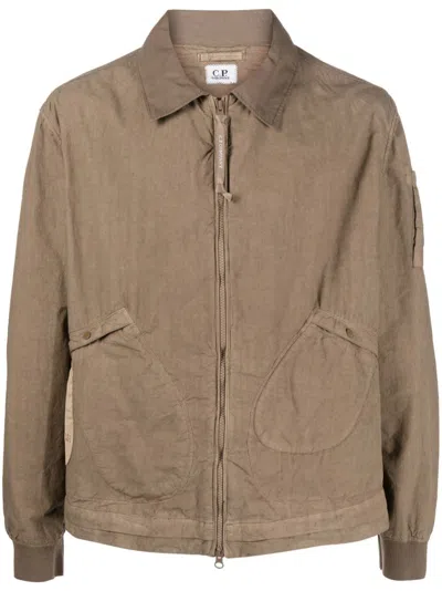C.p. Company Classic-collar Bomber Jacket In Brown