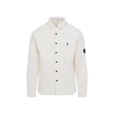 C.p. Company Classic Grey Cotton-elastane Blend Shirt In White