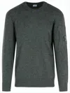 C.p. Company Classic Grey Knit Sweater With Distinctive Lens Detail In Gray