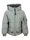 C.p. Company Down Jacket In Real Goose Down In Saint-peter Fabric In Wrinkled Effect Garment Dyed. Full Zip Closu In Green