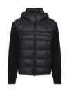 C.p. Company Black Wool Knit Jacket With Padded Hood In Black