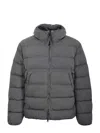 C.p. Company Grey Down Jacket With Fixed Hood With Googles Detail In Gray