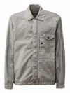 C.p. Company Limestone Grey Overshirt In Wax Linen In Gray