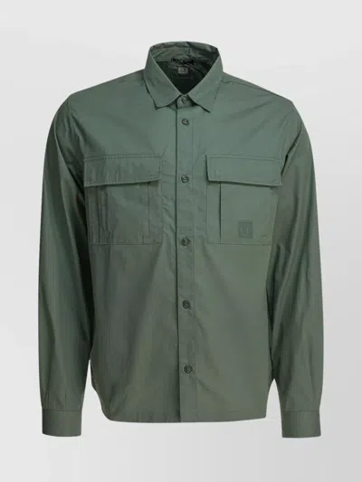 C.p. Company Collared Shirts With Pockets And Cuffed Sleeves In Green