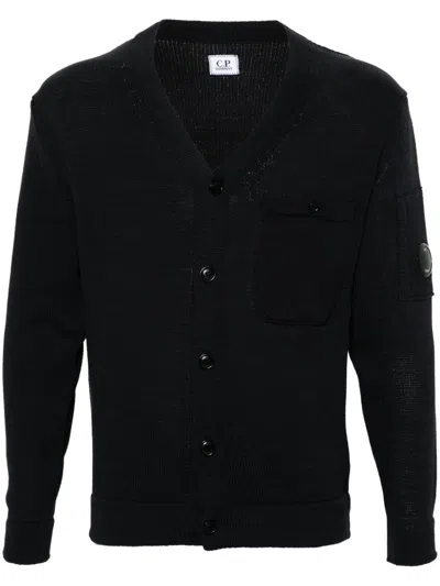 C.p. Company Compact Cotton Cardigan In Blue
