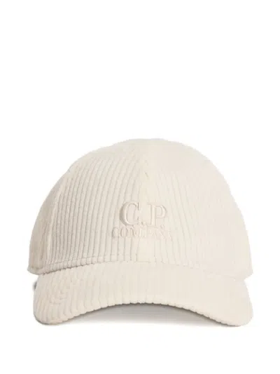 C.p. Company Corduroy Baseball Cap In White