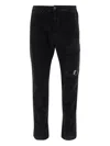 C.p. Company Stretch Cotton Velveteen Pants With Belt Loops In Black
