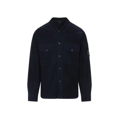 C.p. Company Classic Black Shirt-style Jacket With Structured Collar And Flap Pockets