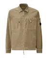C.p. Company Corduroy Overshirt With Front Zipper And Logo Patch In Nude