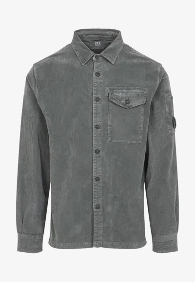C.p. Company Corduroy Grey Cotton Overshirt In Gray