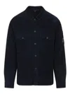 C.p. Company Classic Black Shirt-style Jacket With Structured Collar And Flap Pockets In Blue