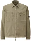 C.p. Company Corduroy Overshirt With Front Zipper And Logo Patch In Nude