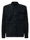 C.p. Company Textured Corduroy Overshirt With Pointed Collar In Blue
