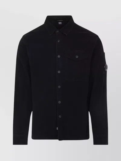 C.p. Company Corduroy Shirt With Chest Pocket And Long Sleeves In Blue