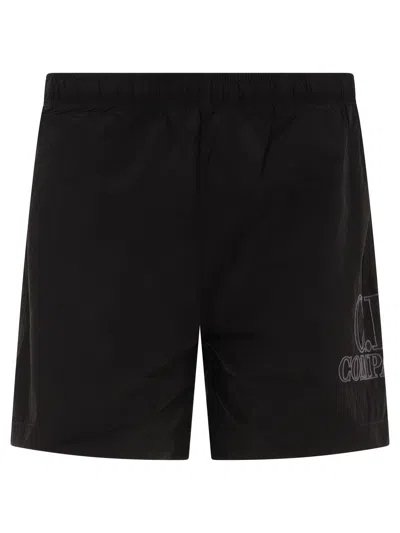 C.p. Company Costume Da Bagno Con Logo Ricamato Costumes Black