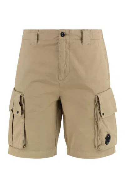 C.p. Company Stretch Cotton Cargo Shorts In Vintage Khaki