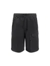 C.p. Company C.p.company Men Cotton Cargo Bermuda Shorts In Black