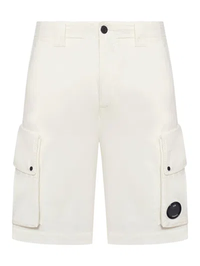 C.p. Company White Twill Cargo Shorts