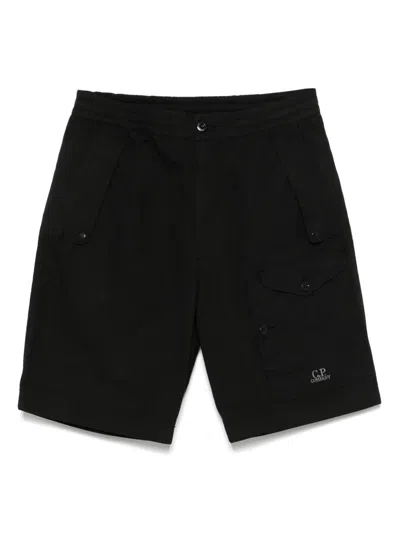 C.p. Company Cotton Cargo Shorts In Black