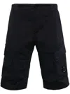 C.p. Company Cotton And Linen Cargo Shorts In Blue